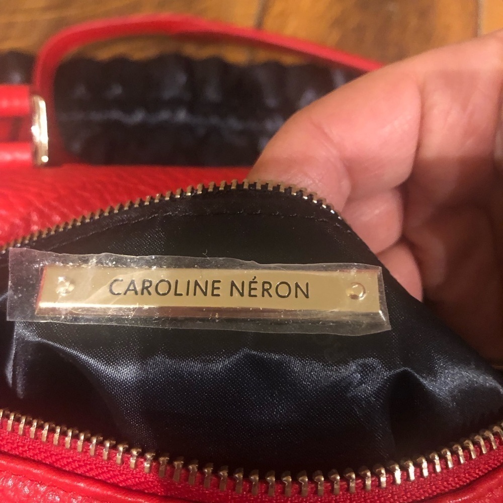 NWT Caroline Néron Red Leather & Suede Mini Crossbody Bag - Picture 9 of 11